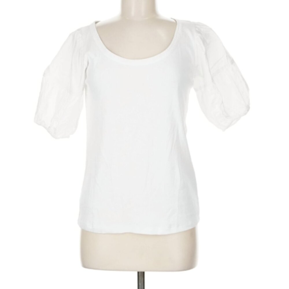 NWT LOFT White Ruched Relaxed Short Sleeve Tee, Size M